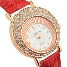 2015 nuevos de alto grado fino de cuarzo reloj para mujer relojes de moda de corea del reloj del Rhinestone casual circular del dial del diamante realmente cinturón