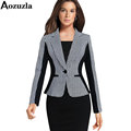 Plaid Slim Office Ladies Blazers Spring Autumn Fashion Contrast Color Coat Chaquetas Mujer Plus Size S