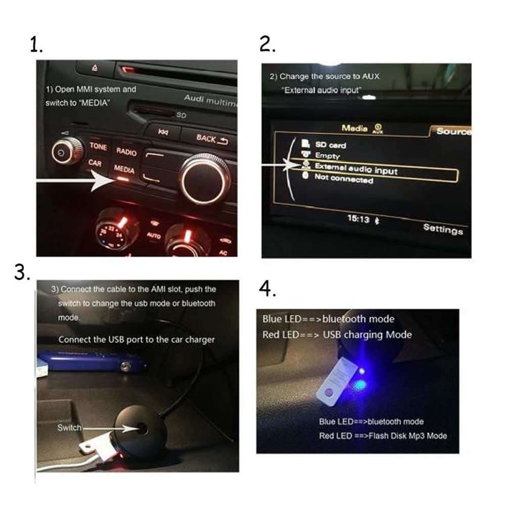 Ami Mdi a receptor Bluetooth Música MP3 Cable Adaptador De Interfaz Para Audi VW UK 