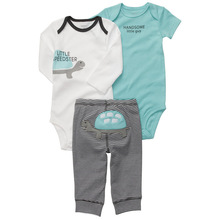 2016 New 3pcs/Set Original Baby Clothing Boy and Girl Bodysuit Baby Newborn 100% Cotton Navy wind Clothing Rompers Set