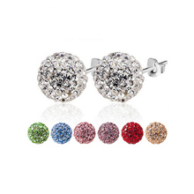 Brand Fashion Earrings 2014 Piercing Bijoux Mix Color Micro Disco Ball Earring Studs Clay CZ Crystal Earrings For Women Brincos