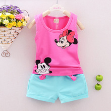 Fashion Summer baby girl clothing sets girls casual Cotton minnie tank tops + shorts pants sets kids set for girls