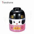 TRANSHOME 2 Layer Japan Cartoon Doll Lunch Box For Kids Children Japanese Plastic Microwave Bento