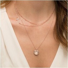 2015 Fine Jewelry Gold Plated Necklaces Charms Fatima Hand 3 layer Pendants Necklaces For Women Smart