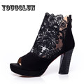 2015 Women Sandals Knee High Women Summer Boots Sexy Peep Toe Sandal