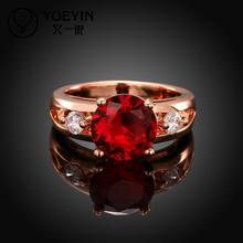 Vintage Jewelry Engagement Rings For Women Newest Beaded Rings Wedding Crystal Ruby Jewelry 18k Gold Plated