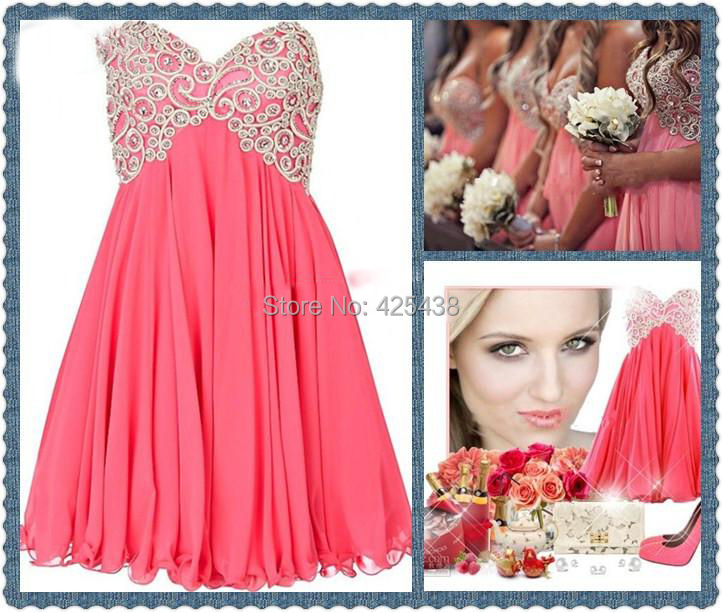 vestidos color coral cortos 2016