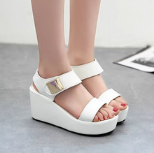 2016 Women Sandals High Heeled Pu Leather Summer Shoes Platform Wedges Open Toe Shoes Woman Sandal Slipper Size35-39