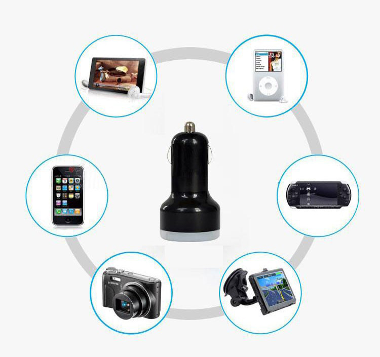 High Quality Auto Universal Dual USB Car Charger For iPad for iPhone for Mobile Phone 5V