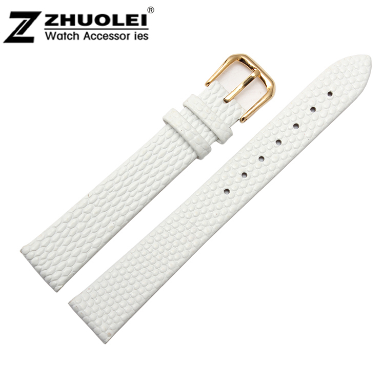 10mm 12mm 14mm 16mm 18mm 20mm New High quality White Genuine Leather Watch Band Strap Bracelet With Gold Butterfly Buckle Clasp
