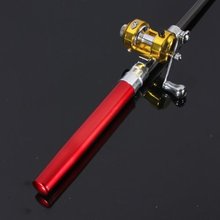 It’s hot!Mini Pocket Pen Fishing Rod Pole With Golden Baitcasting Reel Set