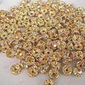 100pcs 3 6mm Gold Silver Copper Plated Crystal Rhinestone Round Spacer Loose Beads Shamballa Beads for
