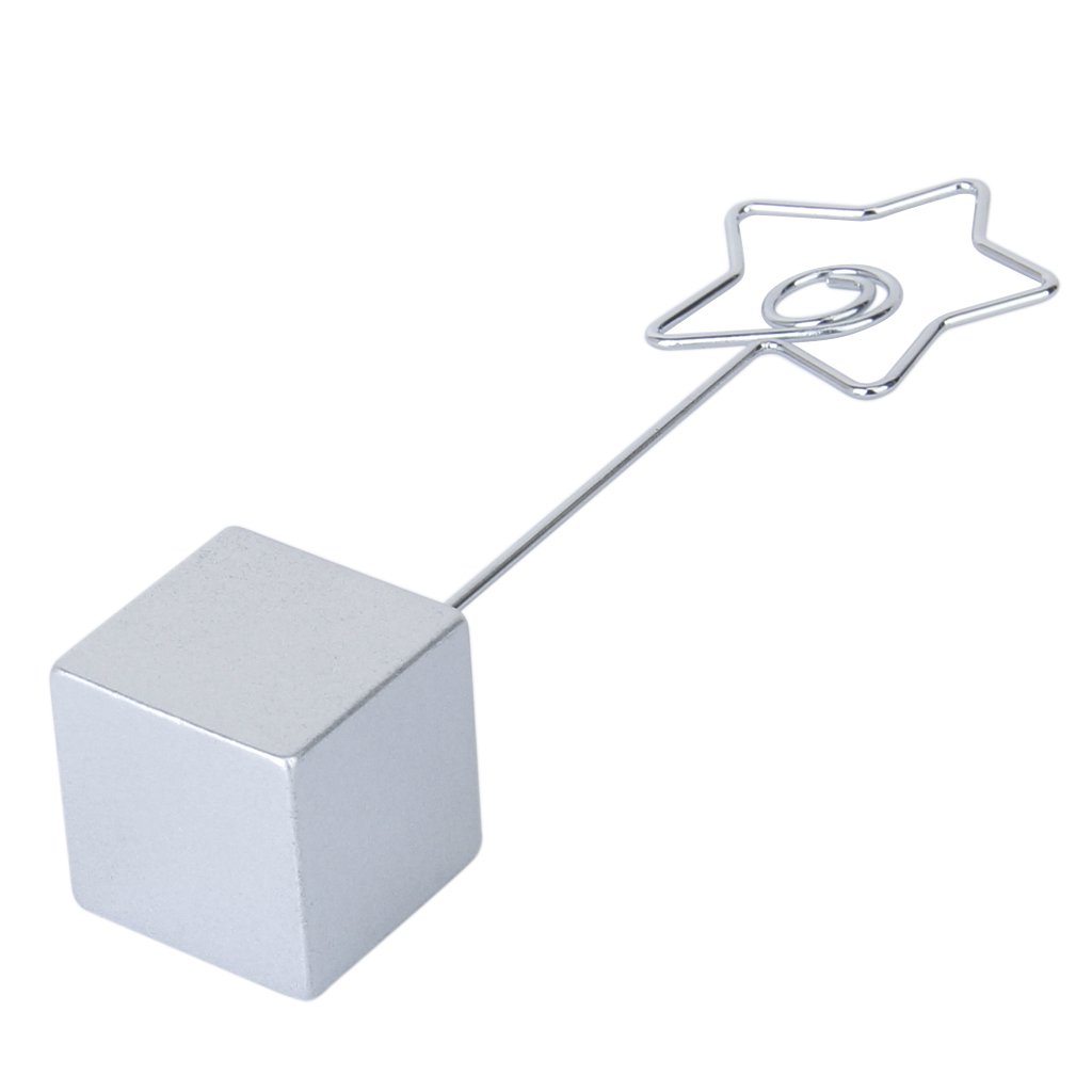 WSFS Wholesale Silver Star Shape Resin Cube Base Card Picture Memo Photo Clips Wire Clip