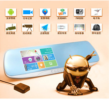 Новый 1080P DVR автомобилей заднего 5,0 «Android GPS-навигация WIFI FM Двойная камера сенсорный экран зеркало заднего вида Автомобильный видеорегистратор Android-