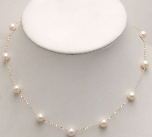 floating pearl necklace 14k gold chain freshwater aaa round