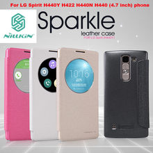 100% Original Nillkin sparkle series glittery smart sleep awake quickwindow leather case for LG Spirit H440Y (4.7 inch)