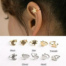 New Fashion star moon heart clip stud earring gift for women girl Wholesale E2644