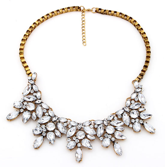 Europe Pop Hot High Quality Vintage Jewelry Flower Crystal Choker Necklace For Woman New 2014 Statement