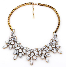 Europe Pop Hot High Quality Vintage Jewelry Flower Crystal Choker Necklace For Woman New 2014 Statement Necklaces