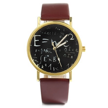 Brown Mathematical Formula Einstein E MC2 Equation Watch Faux Leather Dress Wristwatch
