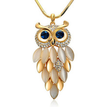 Aliexpress Hot Sale 4Style Vintage Crystal Owl Necklace Long Chain Zinc Alloy Pendant Necklace Fashion 2015