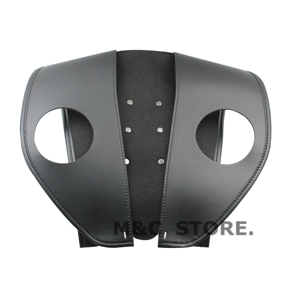 Motorcycle Parts Black Leather Tank Chap Cover Panel Pad Bib Bra Bag