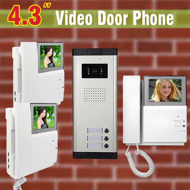 3 Apartment Video Door Phone Intercom 4.3