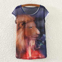 Summer style Women T-Shirt 2016 lion girls printed Short Sleeve T Shirt women Tops tees Casual loose t shirt Beautiful clothes