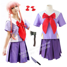 Free Shipping New Arrival Women Halloween Anime Future Diary 2nd Mirai Nikki Yuno Gasai Costume Cosplay