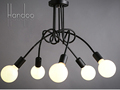 70cm Simple Creative 5 heads Black white E27 ceiling lamp vintage personality modern brief led ceiling