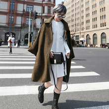 Women Hipster Trech Coat Back Arrow Patchwork Loose Long Pockets Thick Coat Women Spring Green Coat