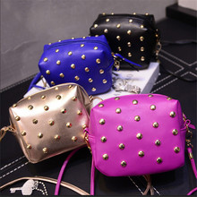 2015 Fashion Women CrossBody Bag High Quality Designer Rivet Pu Leather Ladies Flap Shoulder bag Black