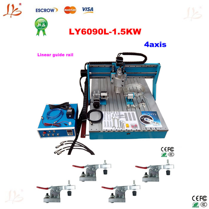 Best 4axis mini cnc milling machine LY6090L 1.5KW Linear Guide Rail 