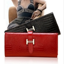 New Limited Promotion 2014 women female genuine leather billfold brand string crocodile wallet carteira femininas Free Shipping