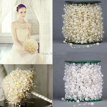 5 Meters Fishing Line Artificial Pearls Beads Chain Garland Flowers Wedding Party Decoration Products Supply Beige/White