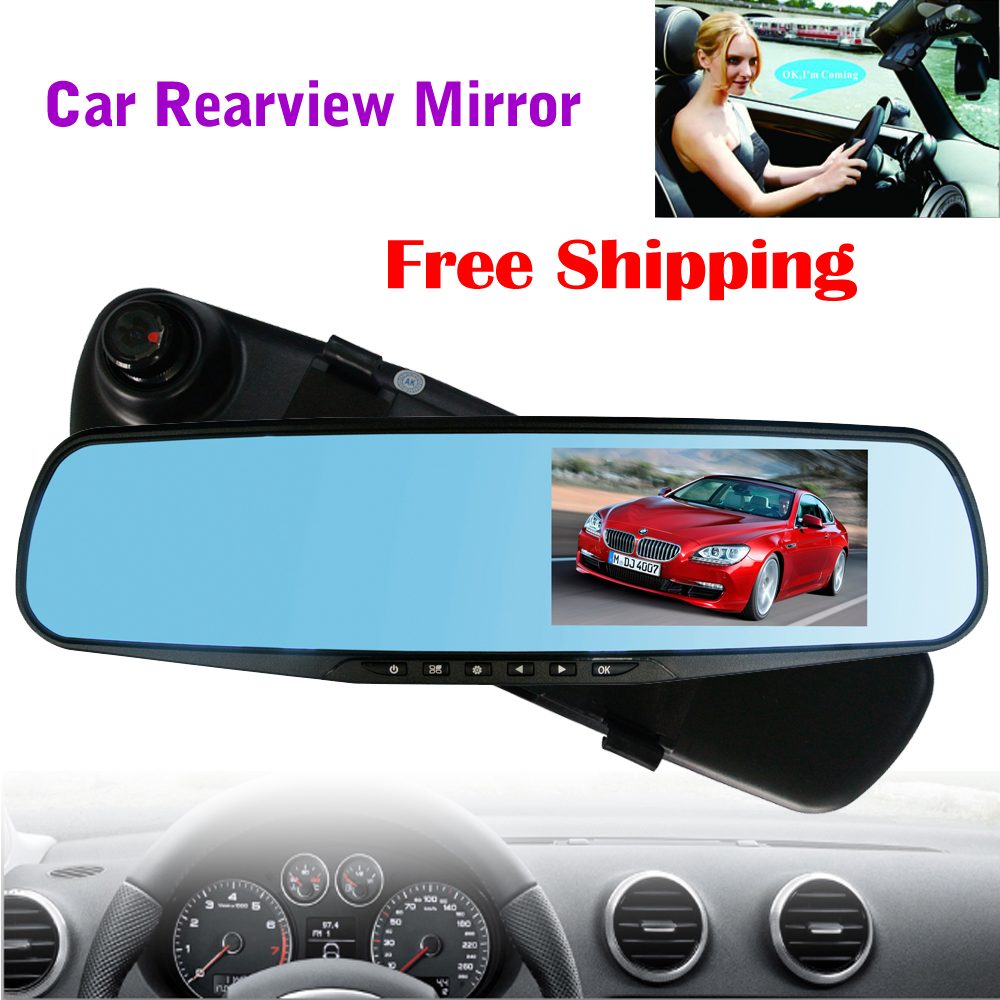 Free Shipping Car Rearview Mirror DVR Car Camera Recorder DVR Wide Angle Night Vision and LCD G-sensor LC-2010