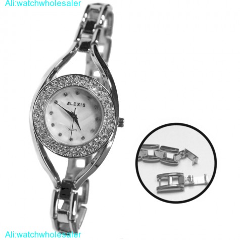 FW819I PNP Shiny Silver Watchcase White Dial ALEXIS Brand Crystal Bracelet Watch