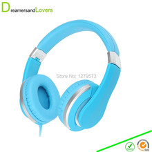 Dreamersandlover Lightweight Foldable Wired Girls Headphones Kids Headphone Includes In-line Microphone and Remote Control Blue