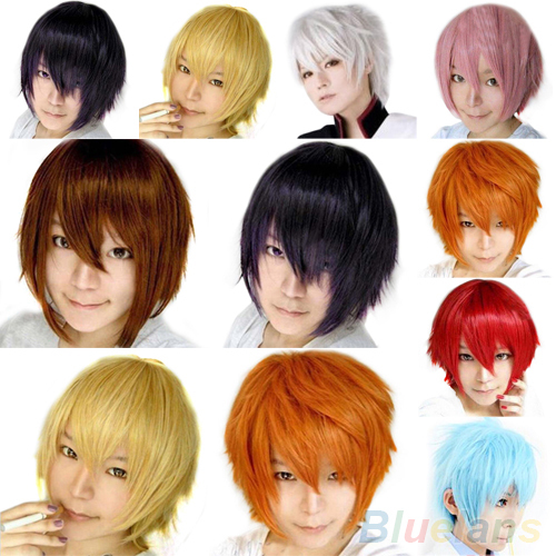 Fashion Short Wig Cosplay Party Costume Straight Wigs Full Cap