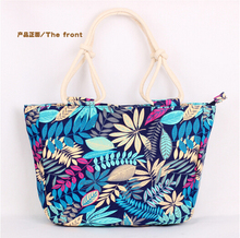 2016 women summer flowers canvas travel bag luxury handbags women bags designer beach bag lady’s shoulder bags HB00008