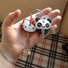 Hot Sale Novelty Items Anime Cute Hello Kitty Silicone Key Cover Cap Minion Keychain Women Key