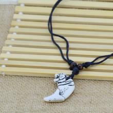 New Brand Tibetan white Yak bone carving Eagle Tiger Shark pendant necklace Jewelry free shipping For