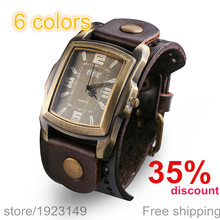 6Color New leisure fashion watch Copper clasp cow leather belt retro bracelet watches Men decor gift wristwatches series D0244