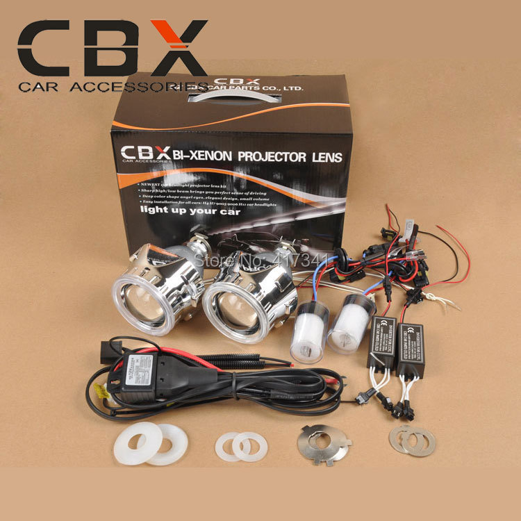 Фотография CBX G3 CCFL H4 H7 2.5 inches Mini HID Bi xenon Projector Lens, Xenon Bulb, CCFL Angel Eye Halo for Car Headlight Retrofit Kit