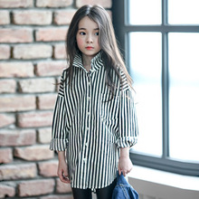 girls long sleeve plus size 110-150 new Korean kids top cotton striped children’s clothing girls blouse
