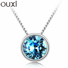 Made With Verified Swarovski Elements NLA162 Cute Dot Pendant Thick  18K/White Gold Plated Free Shipping