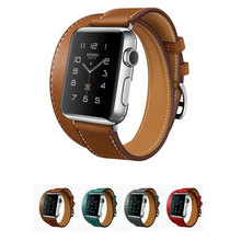The Extra Long Genuine Leather Band Double Tour Bracelet Leather Watchband for Apple Watch Band 38mm