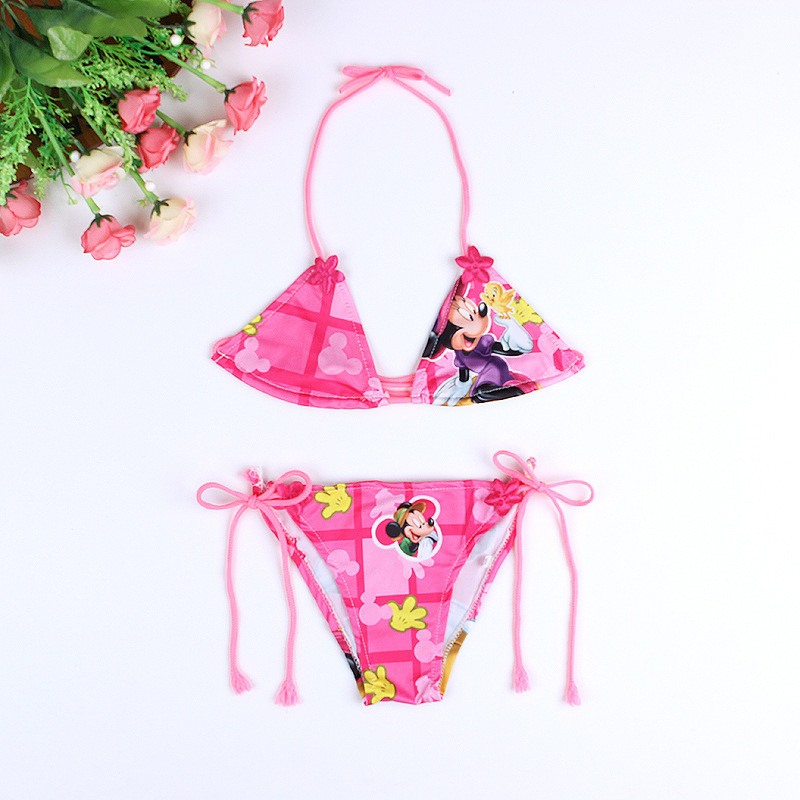 2015 Summer Toddler Girls Swim Wear Bikini Mickey Mouse Cute Children 2-6 years Kids Swim Wear Pink Sunbath Beach Wear CC00066 (3)