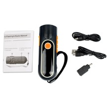 Portable Crank Dynamo Emergency Flashlight FM AM Radio Receiver with Phone Charger for Outdoor Traveling Y4294A