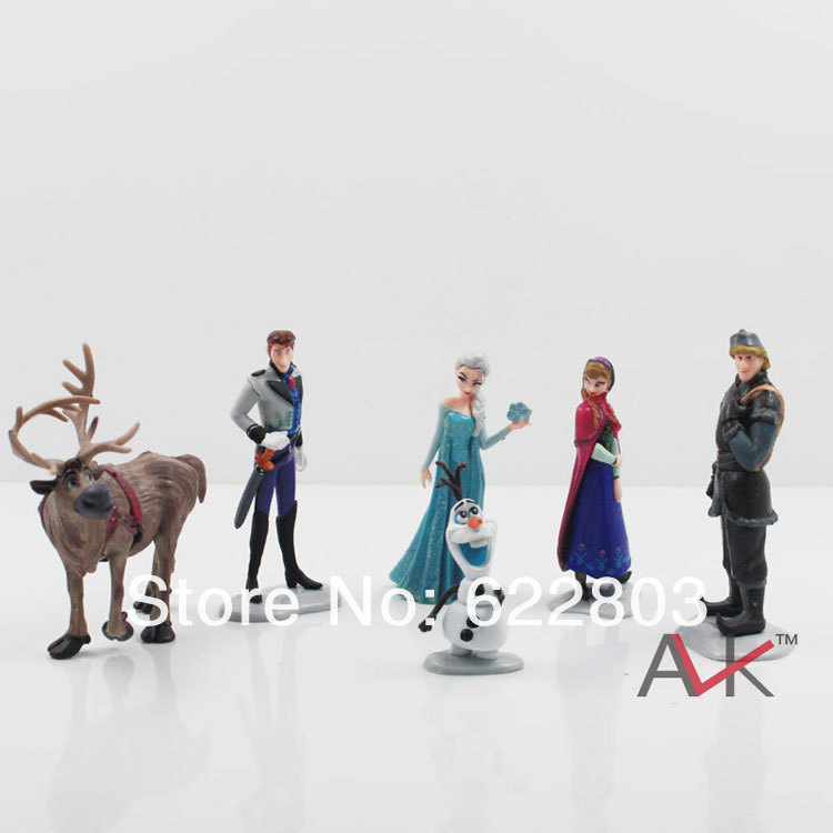 6pcs/lot anime 8-11CM Anna Elsa Hans Kristoff Sven Olaf PVC action Figure Toy Play Set classic toys Free Shipping